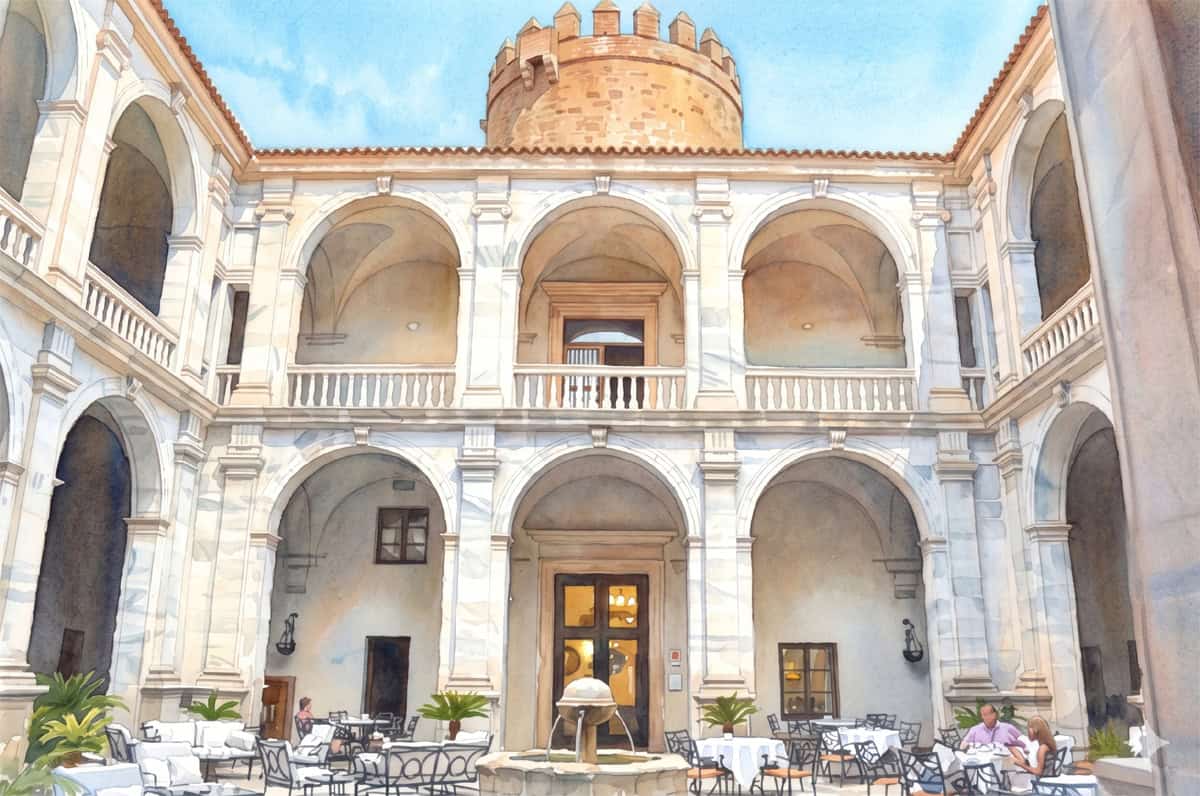 Patio renacentista del Alcázar de los Duques de Feria, actual Parador de Zafra